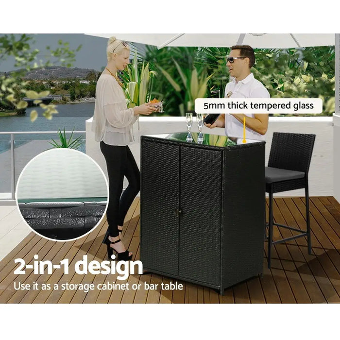 2-in-1 Outdoor Wicker Storage Chest with Shelving