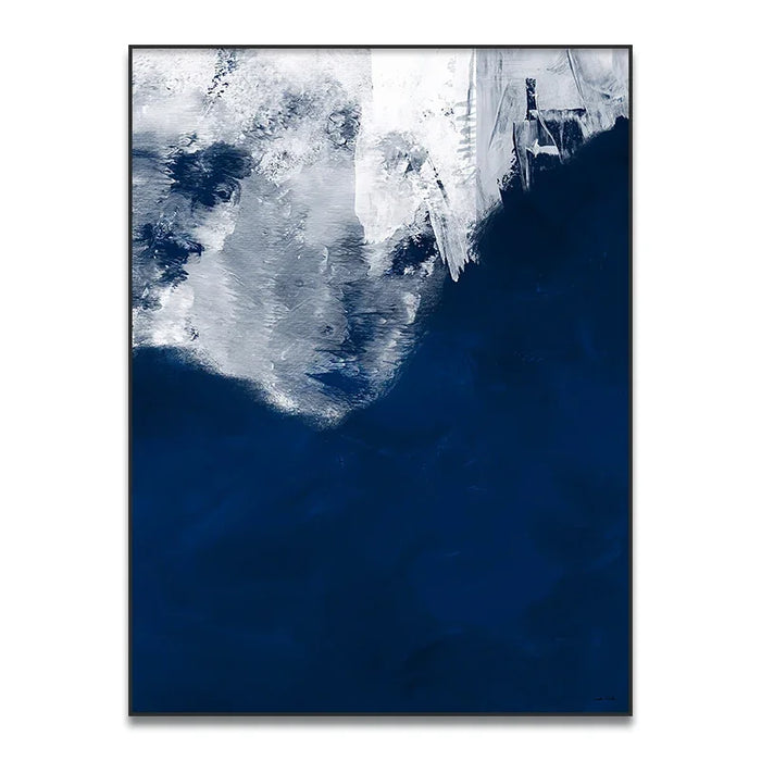 Modern Abstract Sea Print Framed Vertical Canvas Art for Home, Café, or Apartment Décor