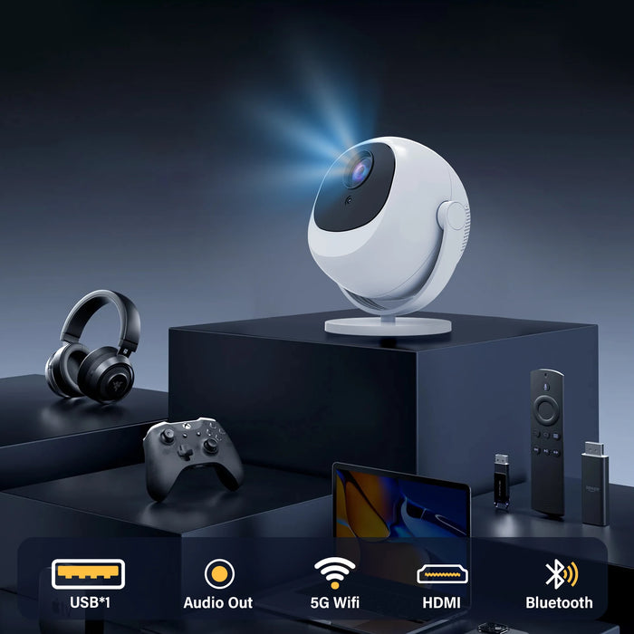 Smart 1080p Mini Projector with Android 13, Bluetooth & Auto Focus