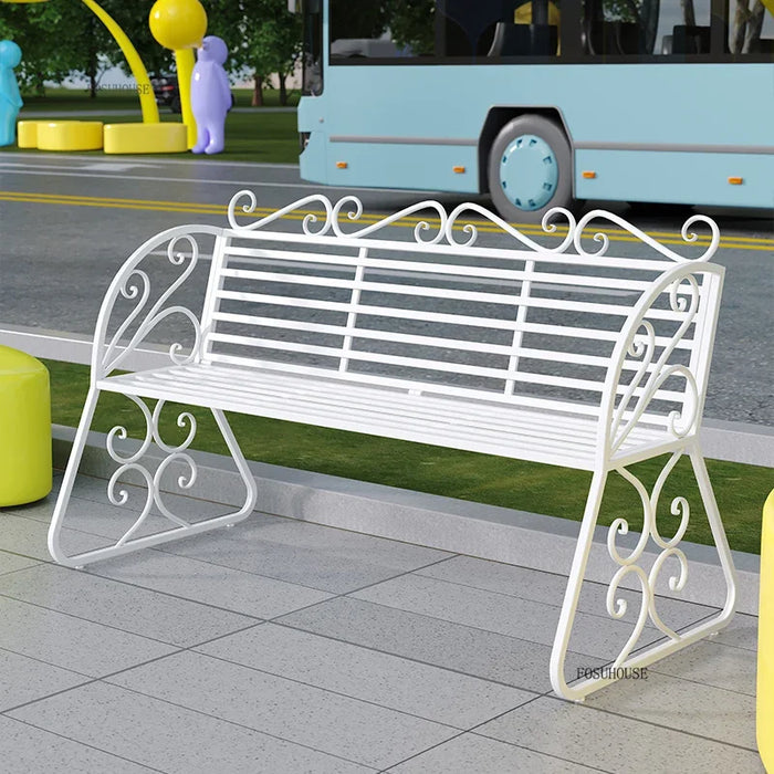 Outdoor Metal Sun Lounger Chair, Dual Seat with Backrest