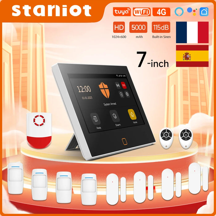 "7"" White Wi-Fi Alarm Panel with 115 dB Siren  "