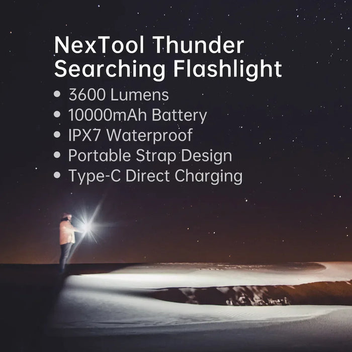 Waterproof 3600LM LED Flashlight, 10000mAh Battery, Outdoor Use