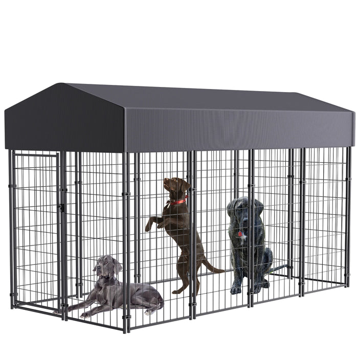 Outdoor Metal Dog Playpen with UV Protection & Waterproof Cover black S 47.2x50x64.9in