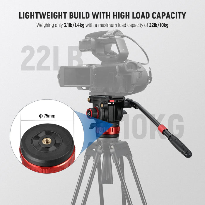 Adjustable Fluid Tripod Head with Quick Release Plate