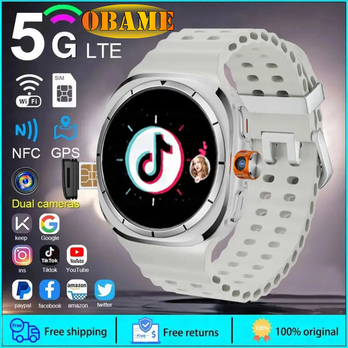 5G Smartwatch with 5MP Camera, GPS, and 1480mAh Battery Silver