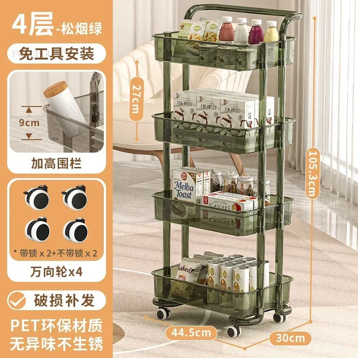 Multi-Tier Rolling Organizer Cart for Kitchen, Bathroom & More 4 layers-green