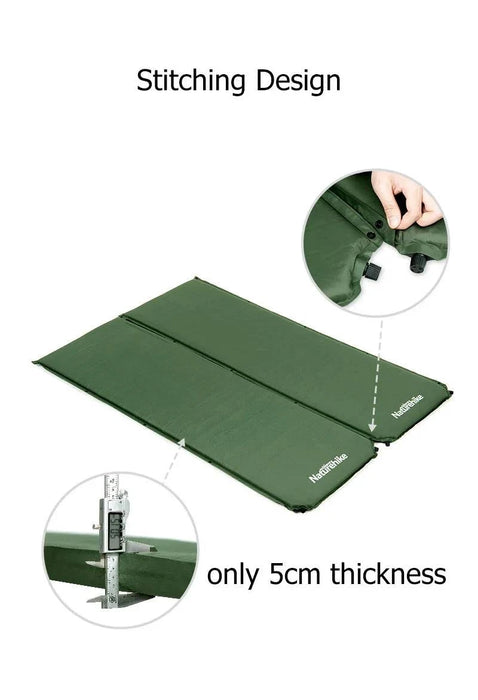 Self-Inflating Camping Mattress Portable Foam Sleeping Mat for Tents (Green) in action