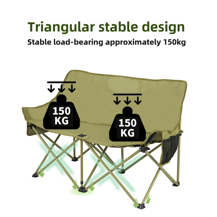 Portable 2-Seater Outdoor Chair for Camping & Fishing Light Green