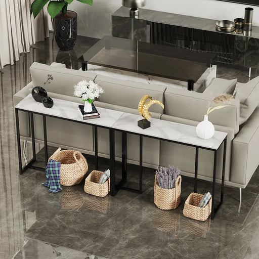 modern console table with scratch-resistant sintered stone surface