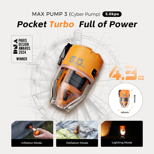 Orange electric air pump for camping with high-pressure portable design