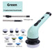 Green Electric Spin Scrubber with 9 Interchangeable Brush Heads for Versatile Cleaning
