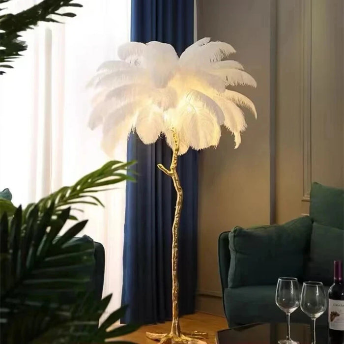 Resin Base Feather Floor Lamp for Living Room Decor