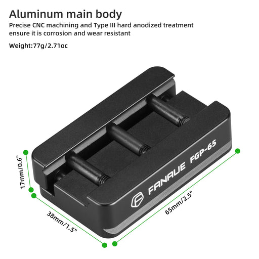Picatinny Arca-Swiss Rail Plate | CNC Aluminum Tripod Adapter, FGP-65 for versatile camera mounting