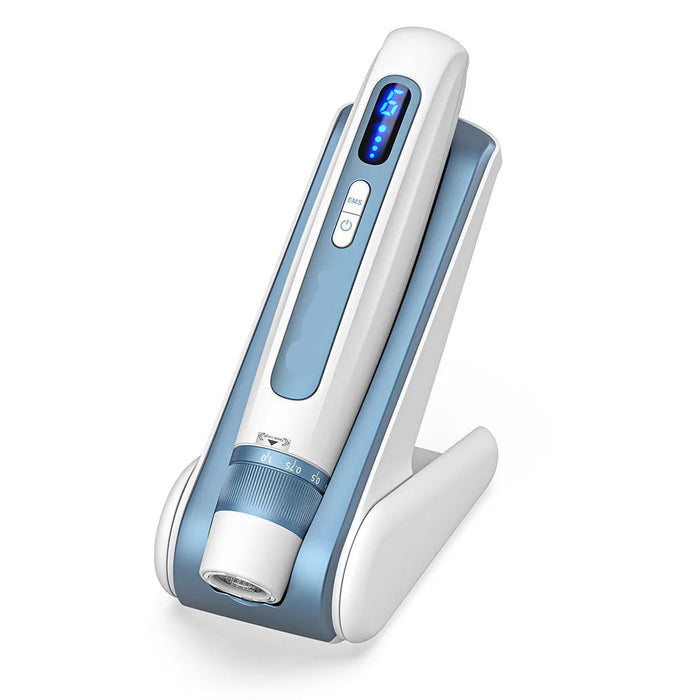4-Pole EMS Microcurrent Microneedling Pen - Blue with Adjustable Speed & Liquid Infusion