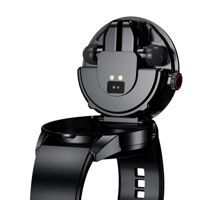 Smart Watch with Earbuds IP67 Waterproof Sports Health Tracker (black steel belt) - FLUXA