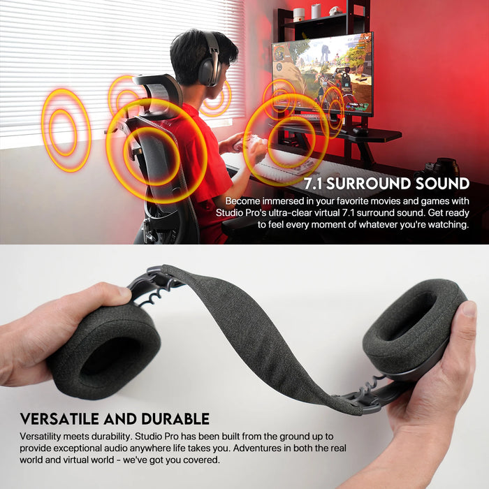 Bluetooth 7.1 Surround Gaming Headphones with Mic Pink