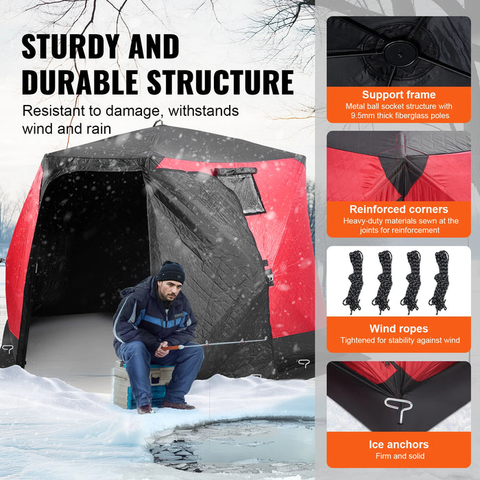 Spacious 600D Oxford fabric tent for 4-6 people, perfect for group fishing trips