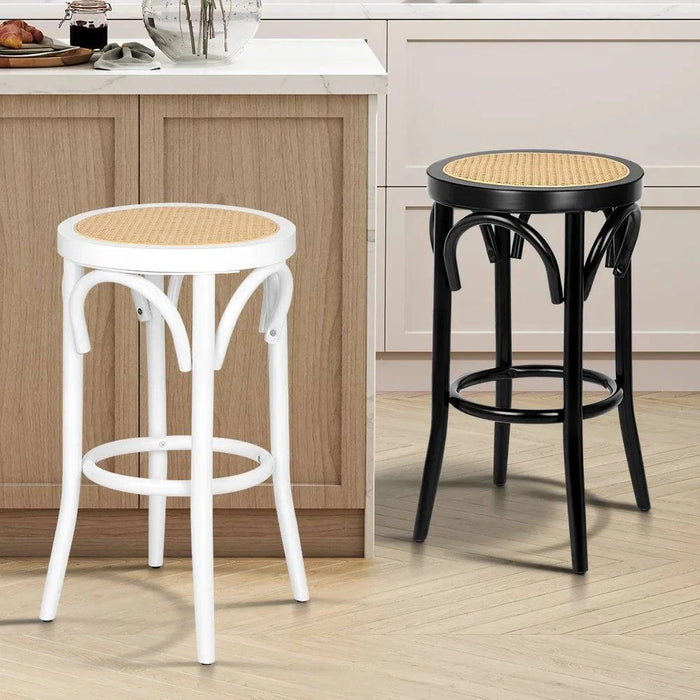 Black and white vintage bar stools with Bohemian and Scandinavian flair