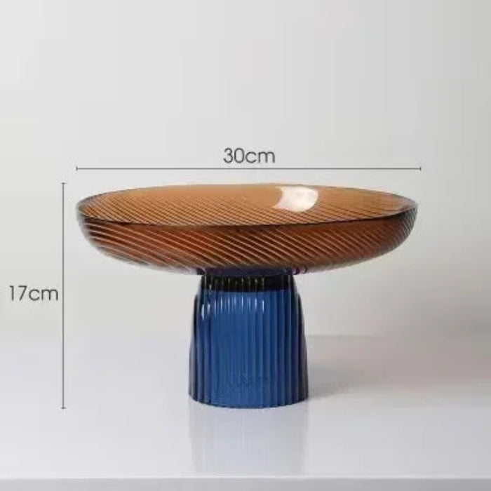 Luxury Glass Goblet Fruit Plate for Dining Table Decor Amber high style