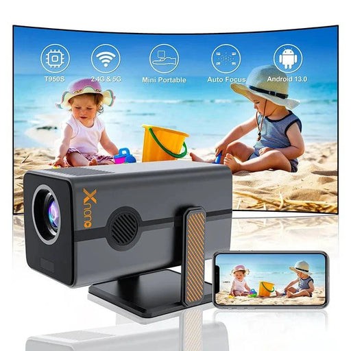 500 ANSI 4K Android 13 Mini Projector Black for high-quality home entertainment