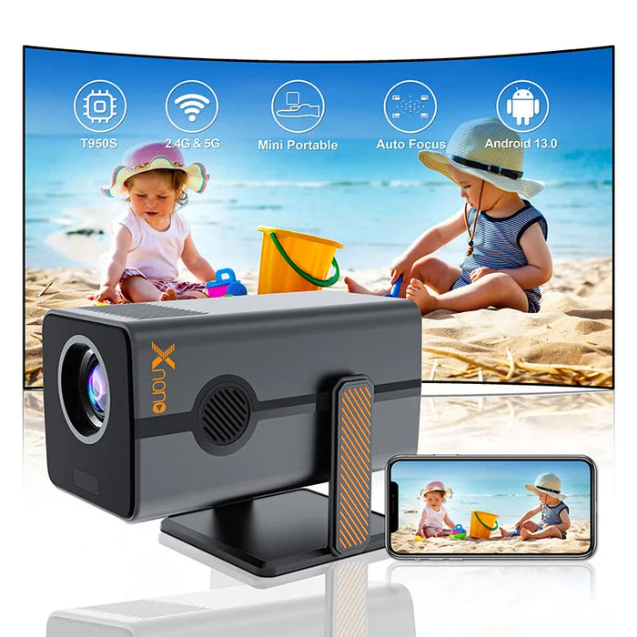 Portable 4K Android Projector with Dual WiFi and Bluetooth