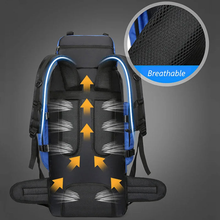 Waterproof Hiking Backpack 90L Army Green with Rain Cover for Camping Trekking Travel