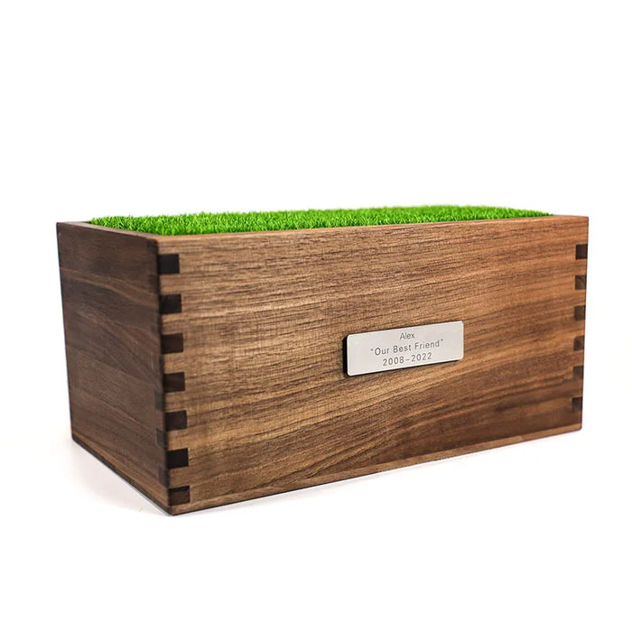 Black Walnut Pet Ashes Urn Customizable Wooden Memorial Box with Photo Holder