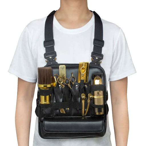 
Barber chest bag made of high-quality PU leather in black color