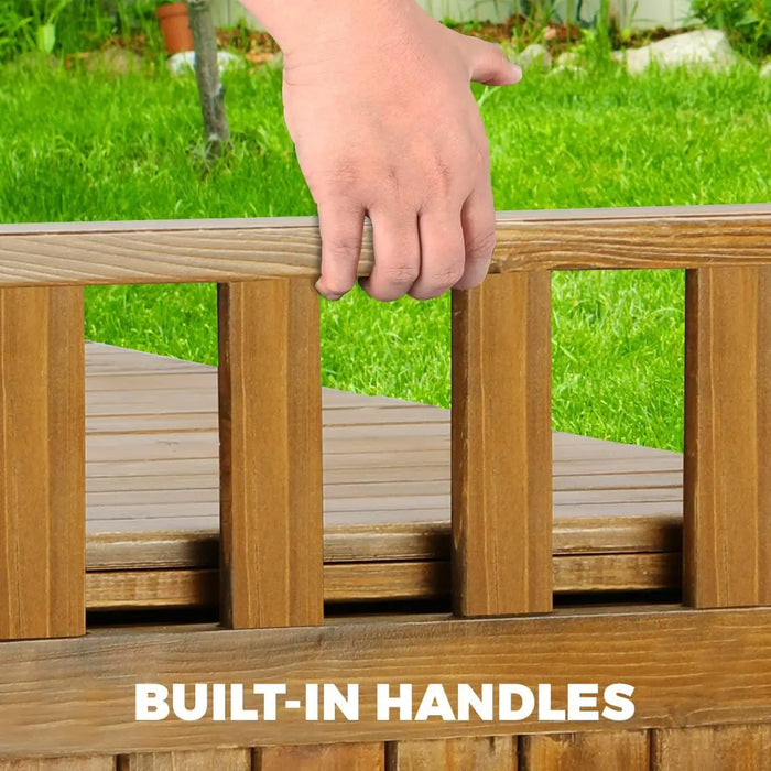 Wooden Outdoor Bench with Built-In Storage 220kg Weight Limit, Ideal for Patio or Balcony