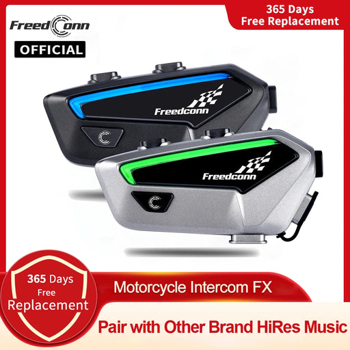 Bluetooth motorcycle helmet intercom headset with full duplex intercom for up to 10 users