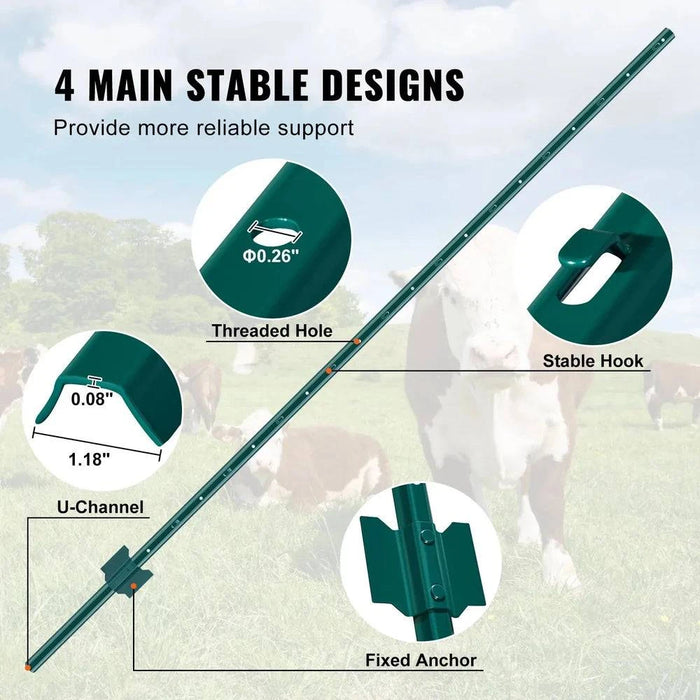 Easy installation fence posts with anchor plate and included zip ties and metal clips