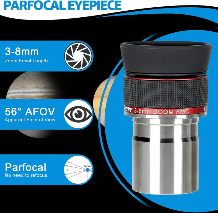 1.25" Zoom Eyepiece 3–8mm for Planetary Viewing