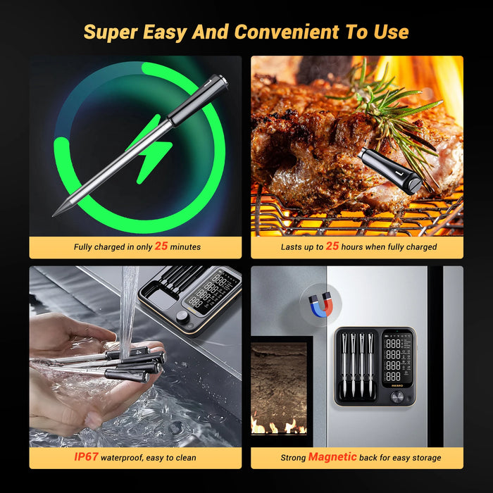 Cordless Kitchen Thermometer for Oven, Grill, Smoker Use INT-14-BW
