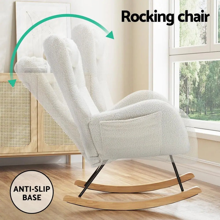 Comfortable Rocking Chair Seat Reclining Lounge Armchair for Living & Bedroom