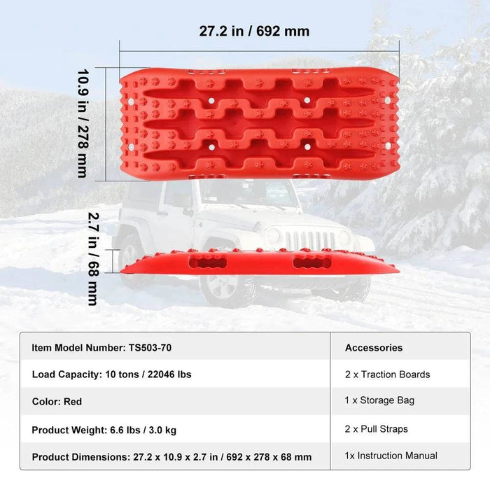 Traction boards with durable PP material for off-road vehicles in red color