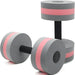 Gray water dumbbells crafted from non-slip Ethylene Vinyl Acetate (EVA) material
