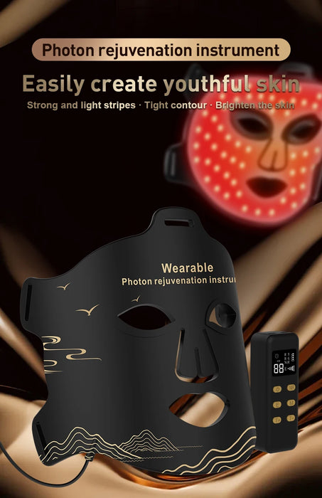 Flexible silicone LED light therapy mask with red infrared for anti-aging