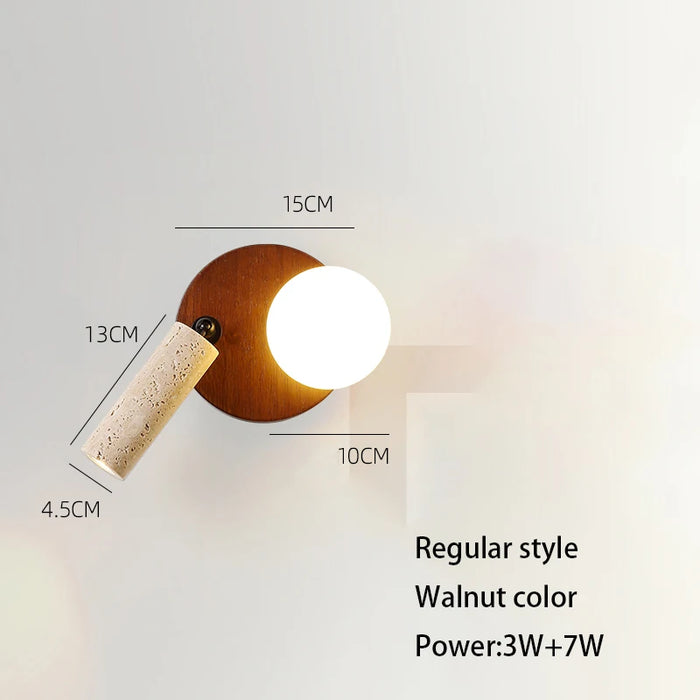 Stone Wall Light with Replaceable G9 LED Bulbs 3000K Walnut