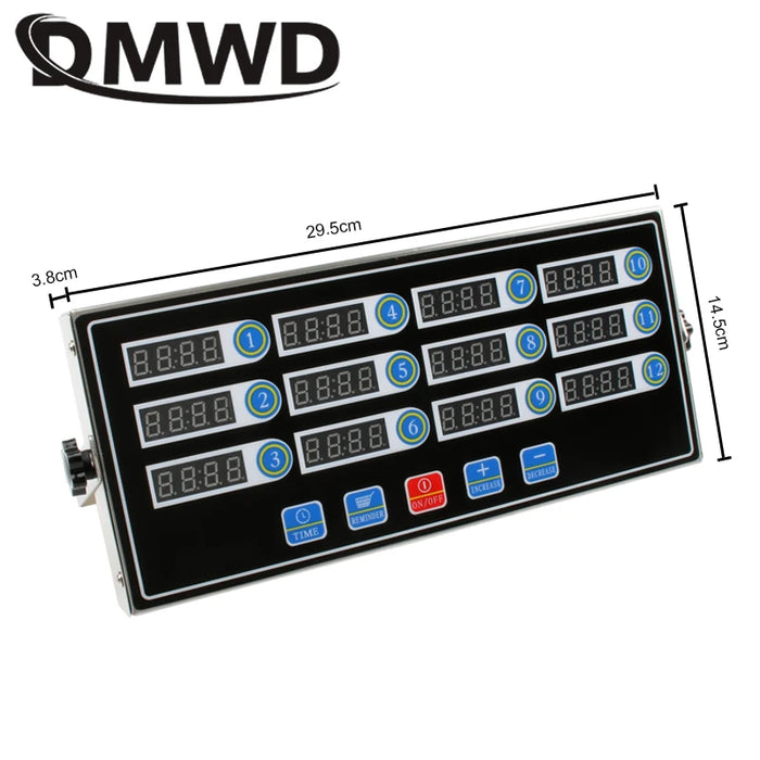 Dual Voltage 12-Group Kitchen Timer with Countdown Stopwatch