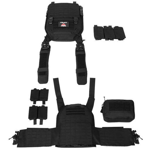 Tactical Plate Carrier Vest with Quick Release, Black, Molle System, Adjustable Straps, and Security Bandolier for Hunting and Outdoor Gear
