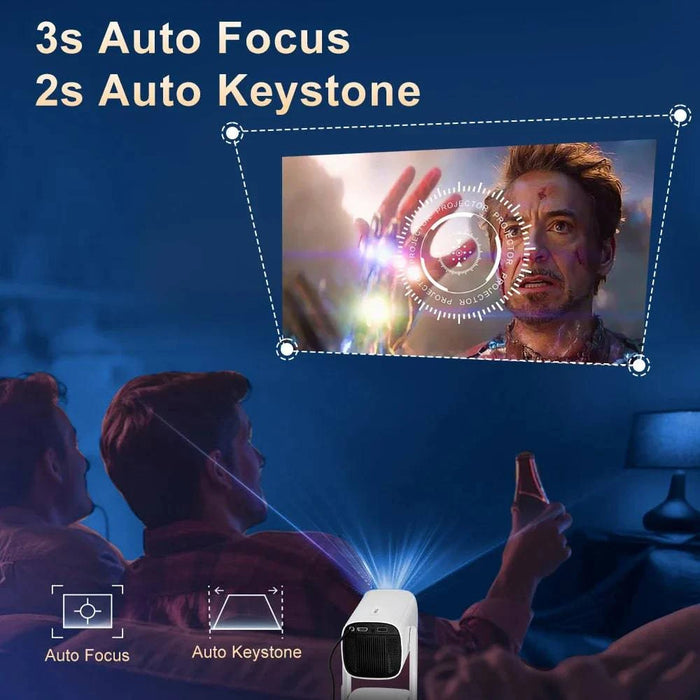 4K Smart Projector with Android 11, Built-in Battery, Bluetooth Speaker, WiFi, Auto Focus (AU Plug) - FLUXA