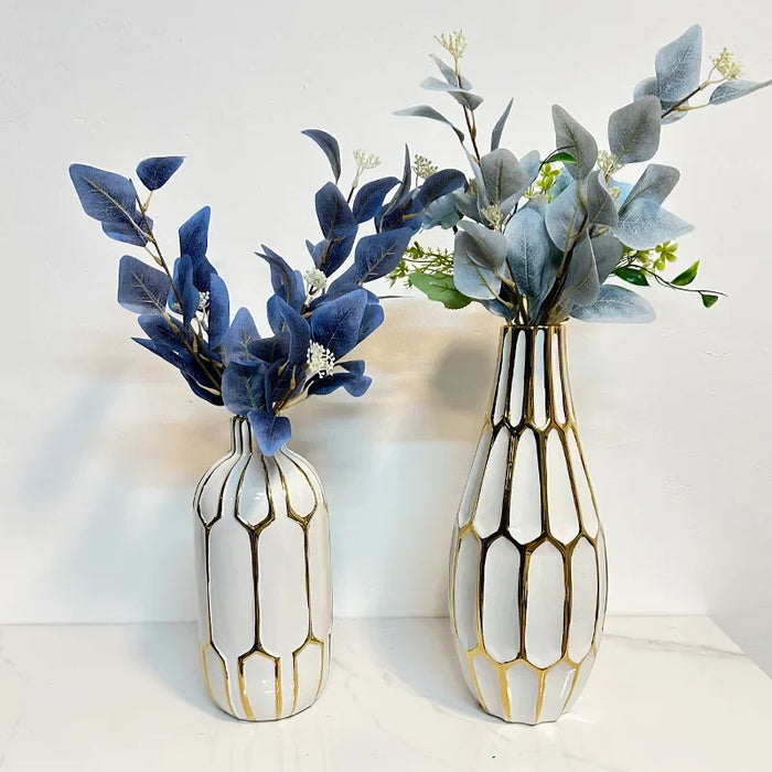 Modern Ceramic Vase 30cm – Electroplated Light Luxury Decor Piece