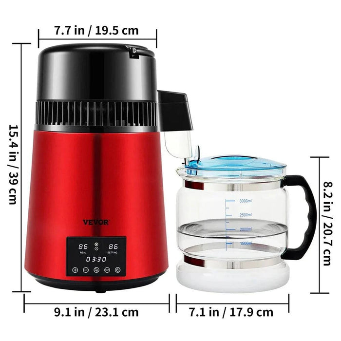 Efficient 4L water distiller purifier with dual temperature display 