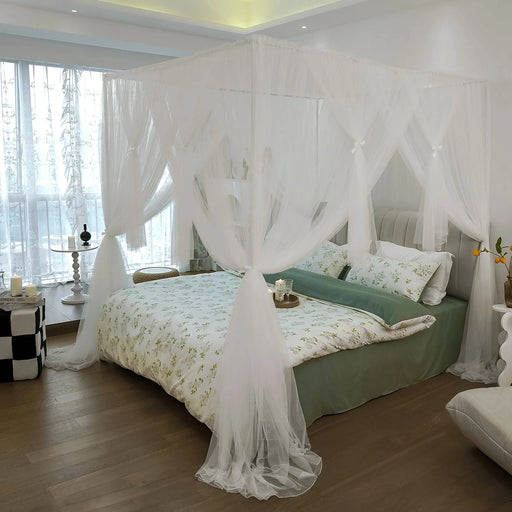 Premium protection mosquito net canopy for queen size bed in white