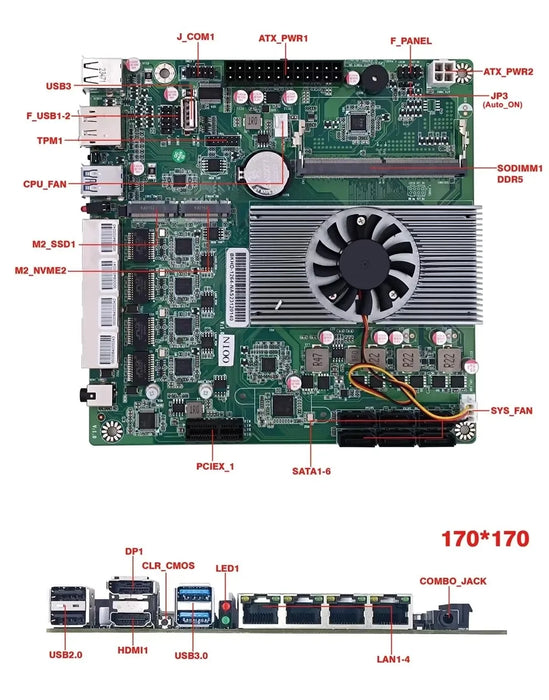 Compact NAS Motherboard with PCIe, NVMe, and SATA Support