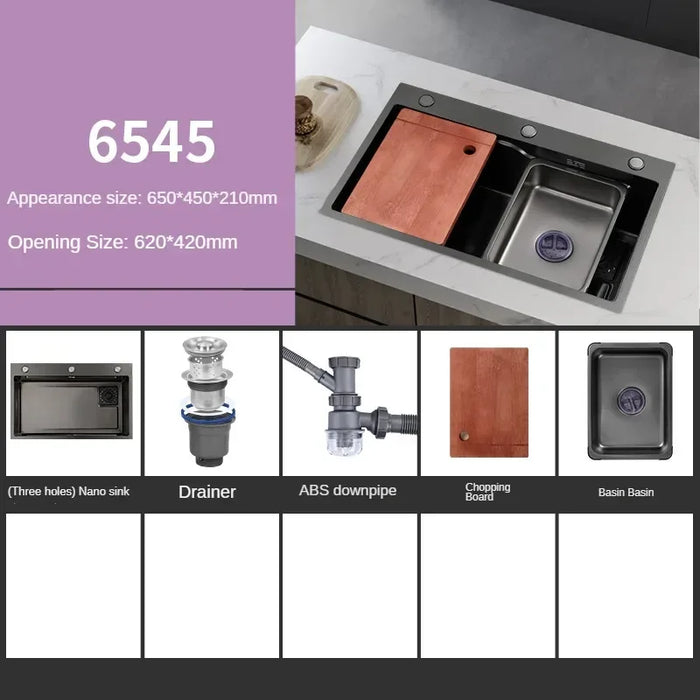 Nano Stainless Kitchen Sink, Rectangular, Brushed Finish