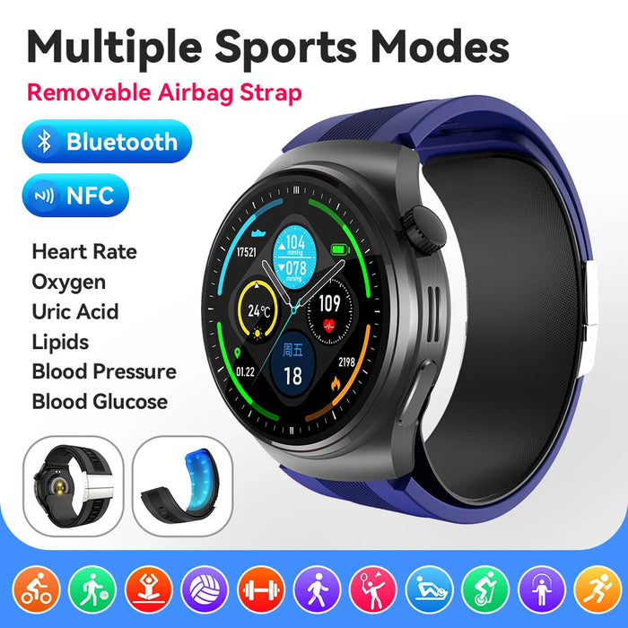 Smart Fitness Watch Blue with ECG and Blood Pressure