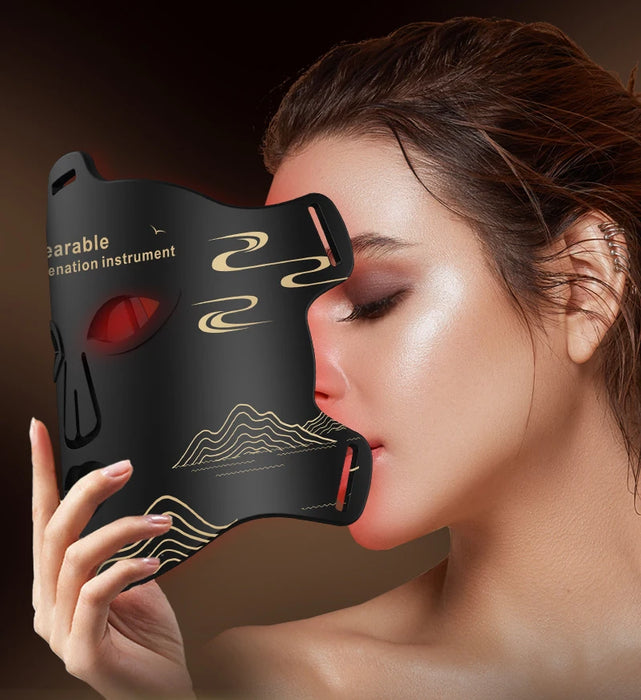 Flexible silicone LED light therapy mask with red infrared for anti-aging