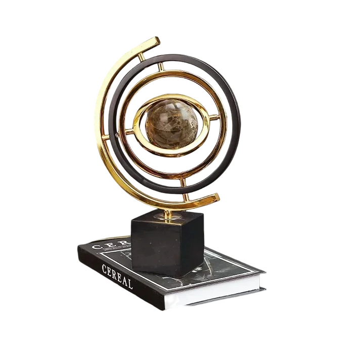 Modern Metal Globe Figurine 22.5x35cm for Office Decor A