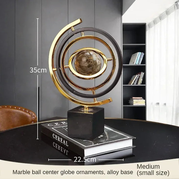 Modern Metal Globe Figurine 22.5x35cm for Office Decor A